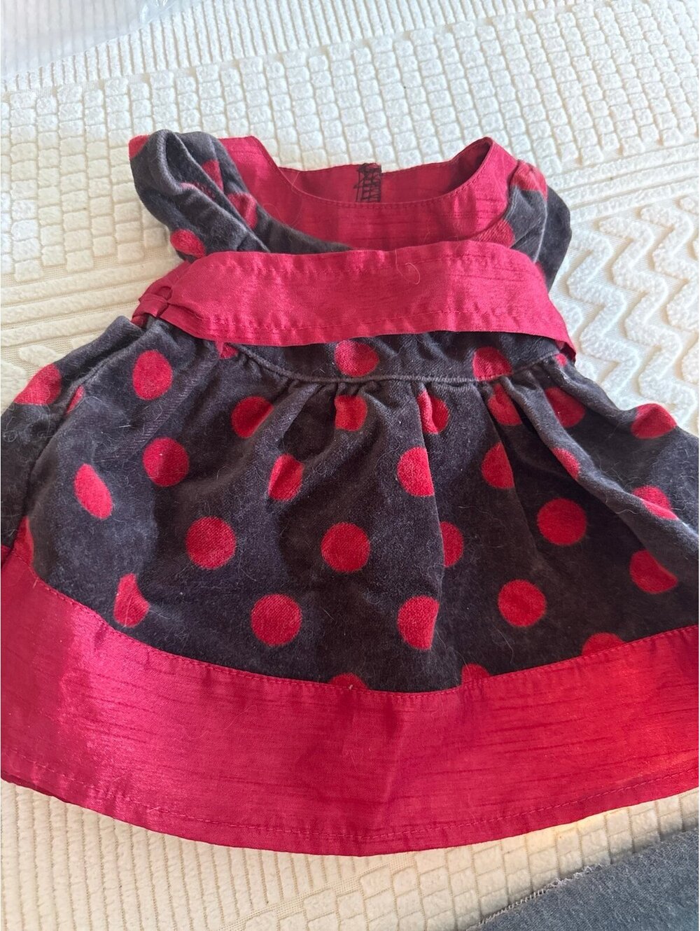 BITTY BABY AMERICAN GIRL CHOCOLATE CHERRY PARTY DRESS Polkadot Brown Velvet B234